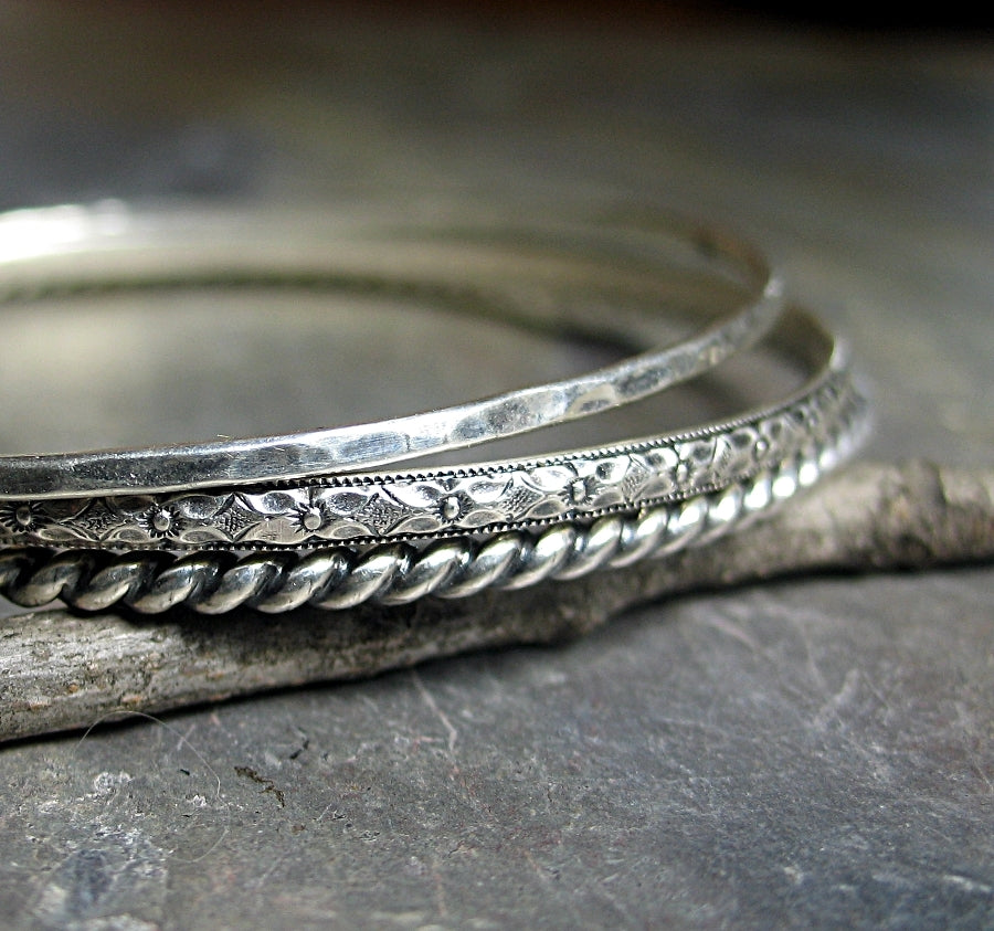 Vintage sterling deals silver bangles