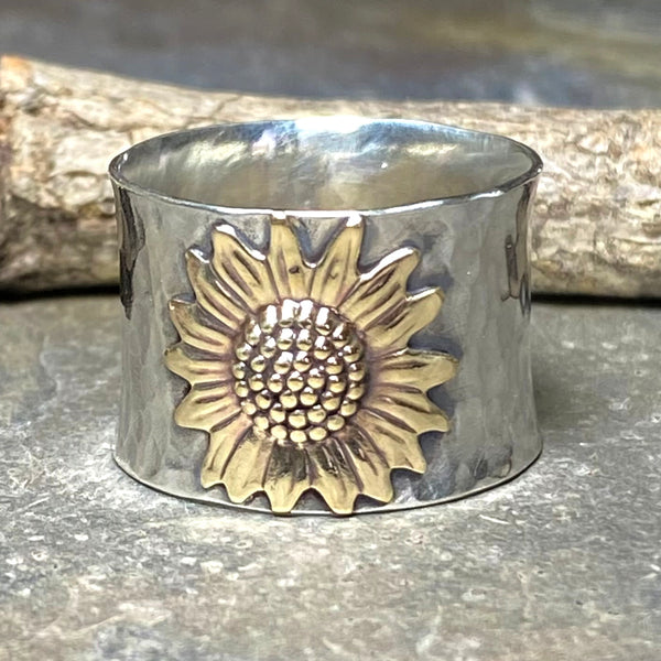 Sunflower Ring on sale Sterling Silver Sunflower Ring With Flower Band Summer Ring Flower Ring The Original Sunflower Ring